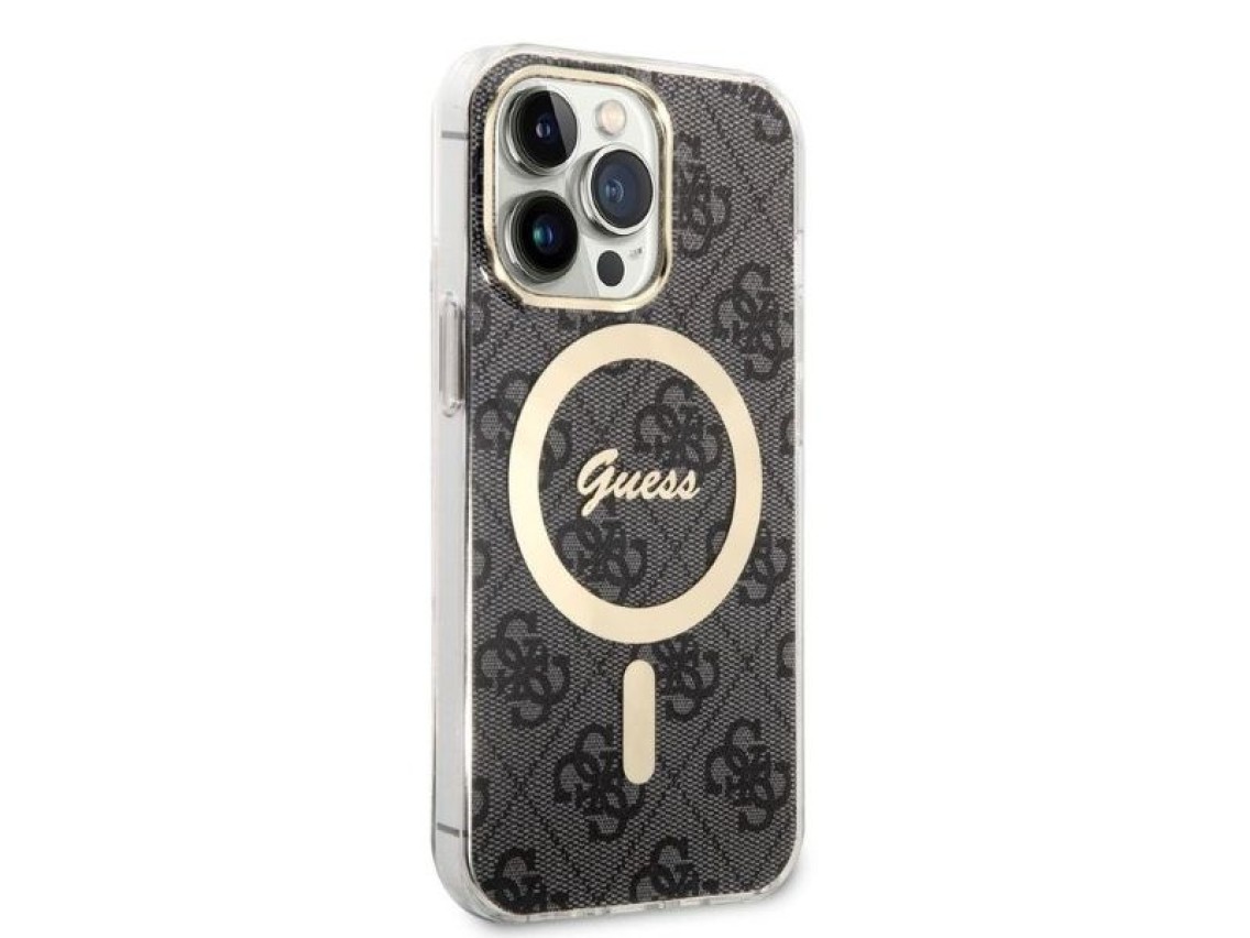 Set Guess GUBPP13LH4EACSK Case+ Charger iPhone 13 Pro black/black hard case 4G Print MagSafe