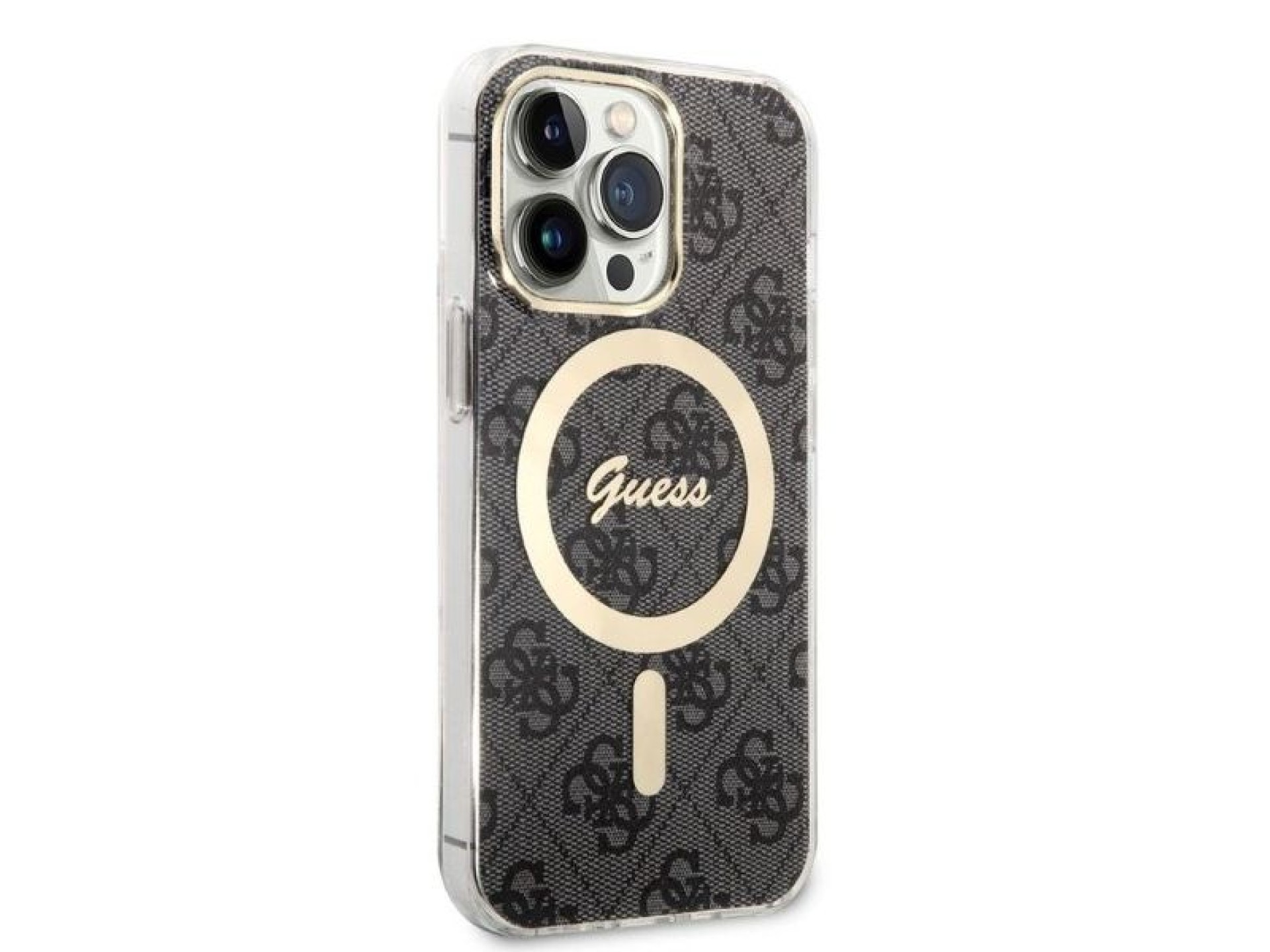Set Guess GUBPP13LH4EACSK Case+ Charger iPhone 13 Pro black/black hard case 4G Print MagSafe