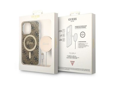 Conjunto Guess GUBPP13LH4EACSW Funda + Cargador para iPhone 13 Pro marrón/marrón, carcasa rígida, 4G Conjunto Guess GUBPP13LH4EACSW Funda + Cargador para iPhone 13 Pro marrón/marrón, carcasa rígida, 4G