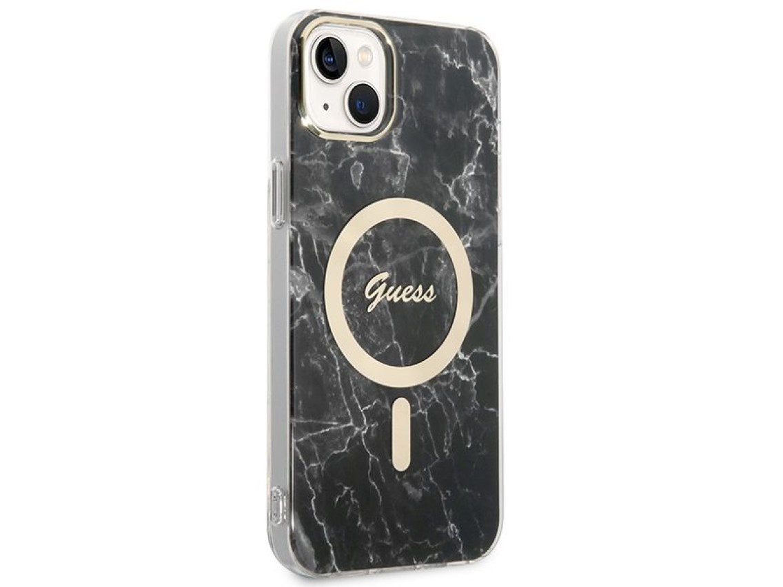 Conjunto Guess GUBPP14SHMEACSK Funda + Cargador para iPhone 14 de 6.1" negro/negro, carcasa rígida M