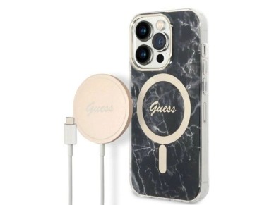 Conjunto Guess GUBPP14LHMEACSK Capa + Carregador para iPhone 14 Pro 6.1" preto/preto, capa rígida co Conjunto Guess GUBPP14LHMEACSK Capa + Carregador para iPhone 14 Pro 6.1" preto/preto, capa rígida co