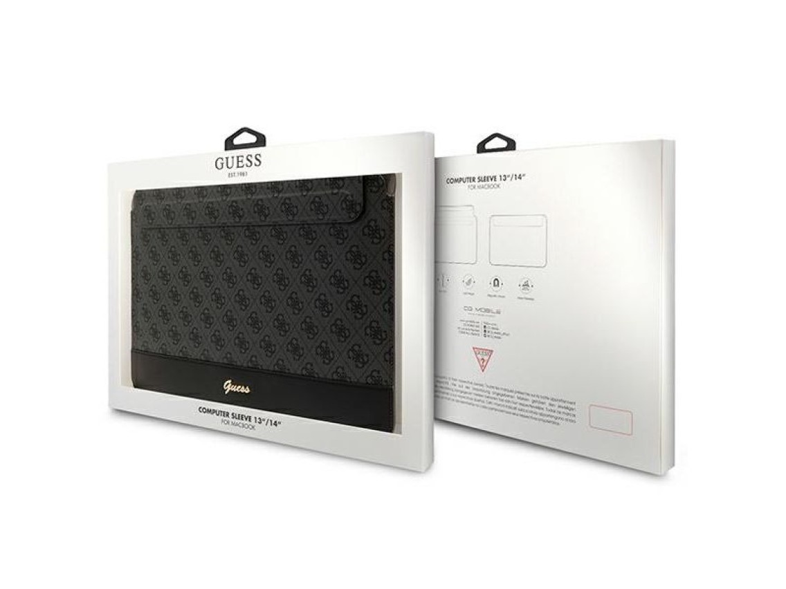 Capa Guess 4G Stripe Metal Logo para laptop de 14" - preta