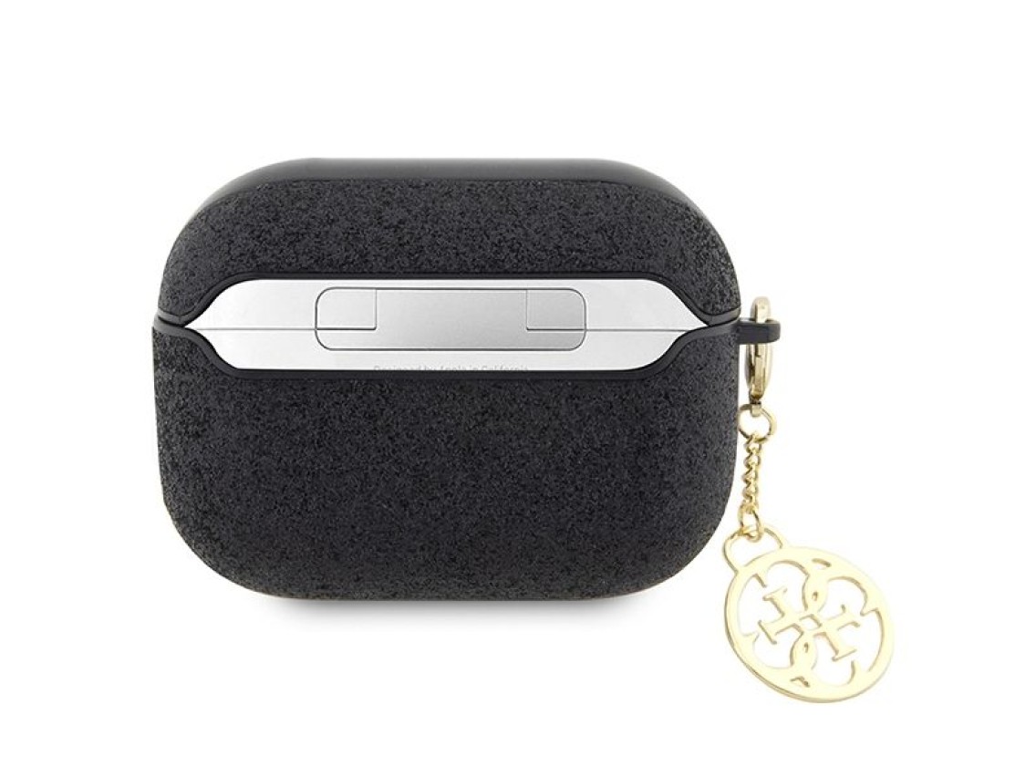 Capa para AirPods Pro 2 Guess GUAP2GLGSHK com pingente de glitter preto e flocos de glitter 4G