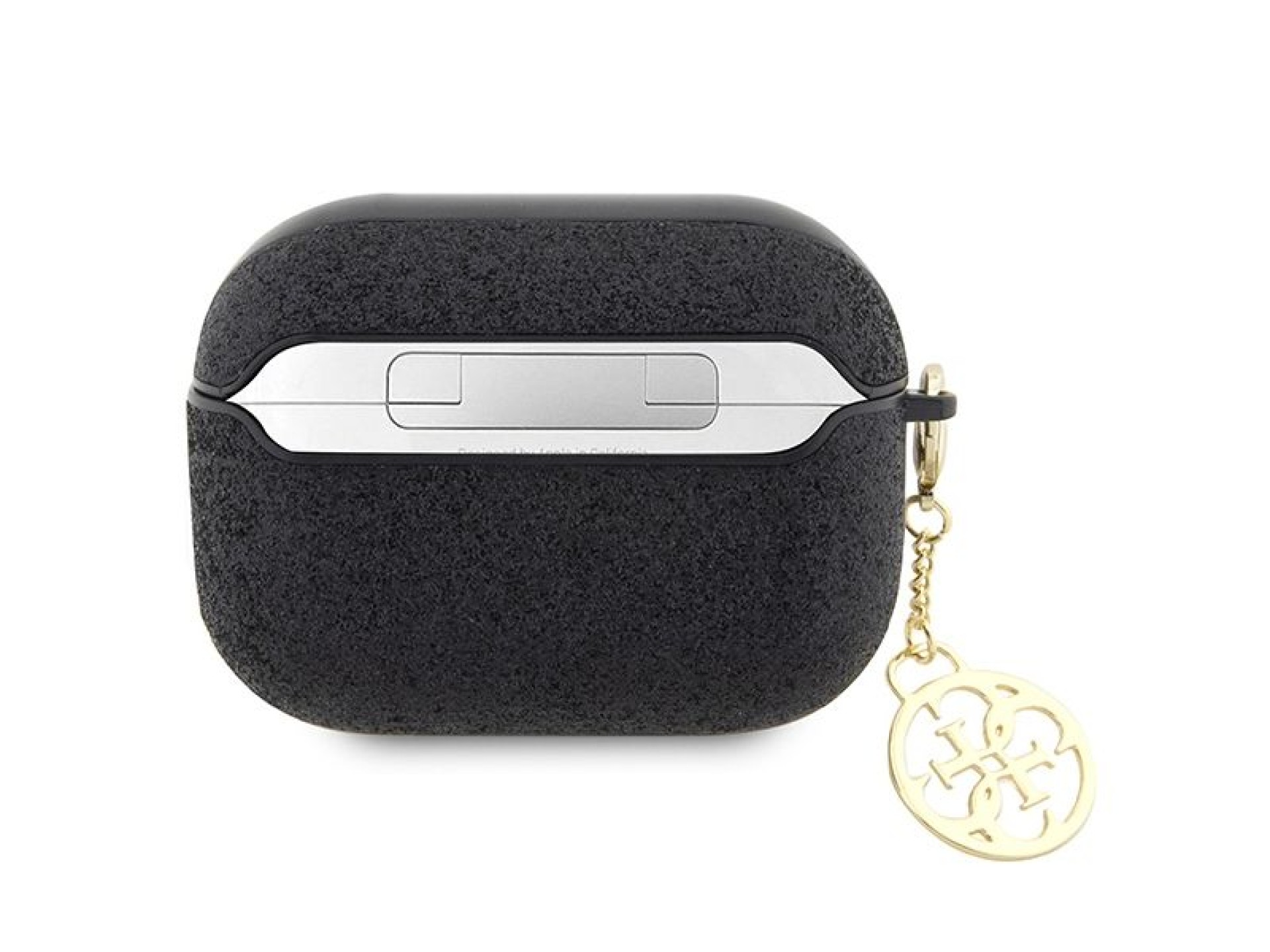 Capa para AirPods Pro 2 Guess GUAP2GLGSHK com pingente de glitter preto e flocos de glitter 4G