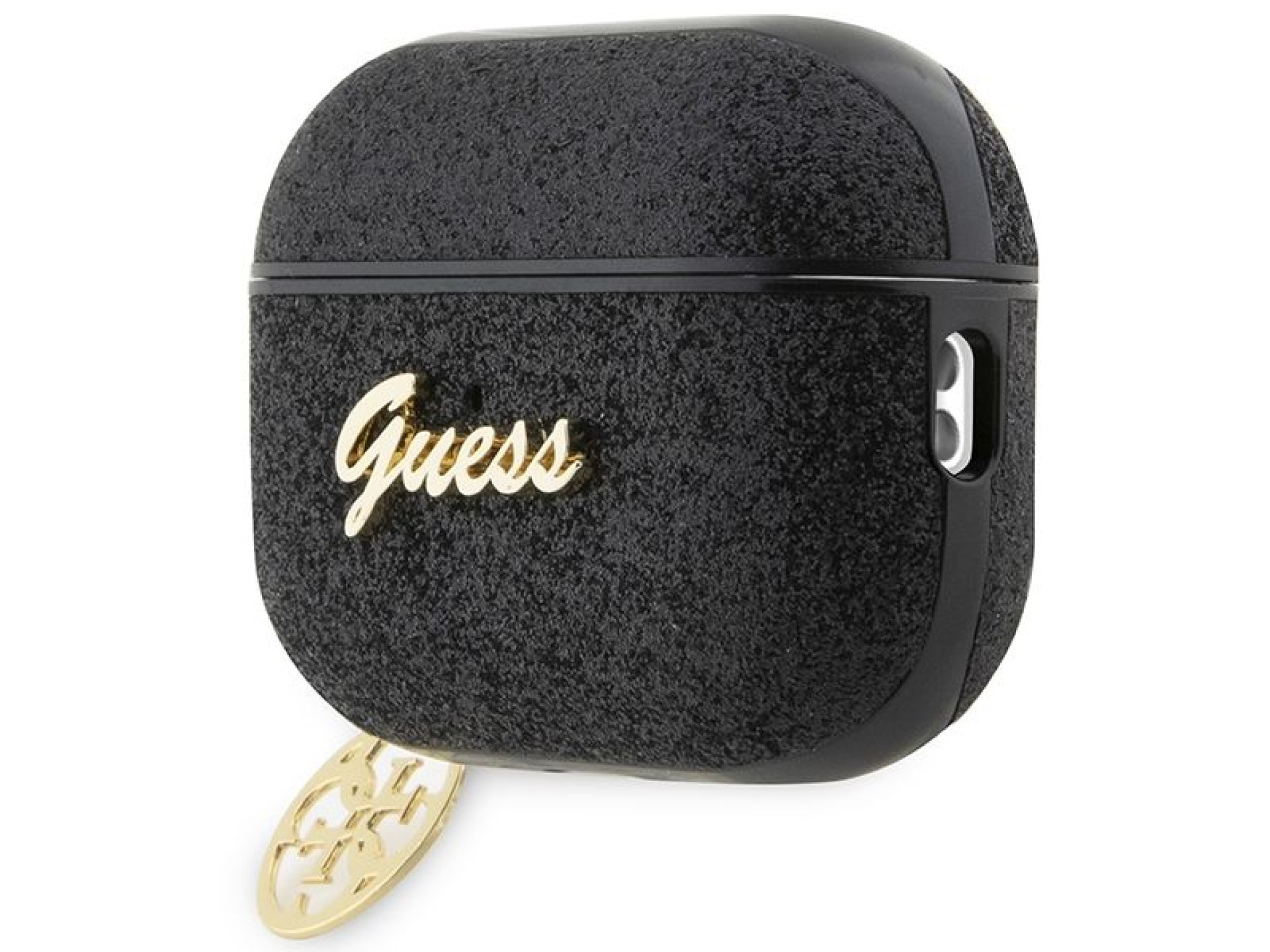 Capa para AirPods Pro 2 Guess GUAP2GLGSHK com pingente de glitter preto e flocos de glitter 4G