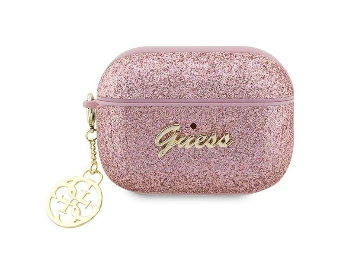 Capa para AirPods Pro 2 Guess GUAP2GLGSHP rosa/rosa com glitter e pingente 4G