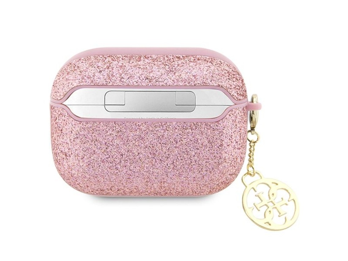 Capa para AirPods Pro 2 Guess GUAP2GLGSHP rosa/rosa com glitter e pingente 4G