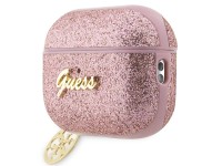 Capa para AirPods Pro 2 Guess GUAP2GLGSHP rosa/rosa com glitter e pingente 4G