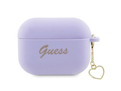 Guess GUAP2LSCHSU AirPods Pro 2 cover purple/purple Silicone Charm Heart Collection Guess GUAP2LSCHSU AirPods Pro 2 cover purple/purple Silicone Charm Heart Collection
