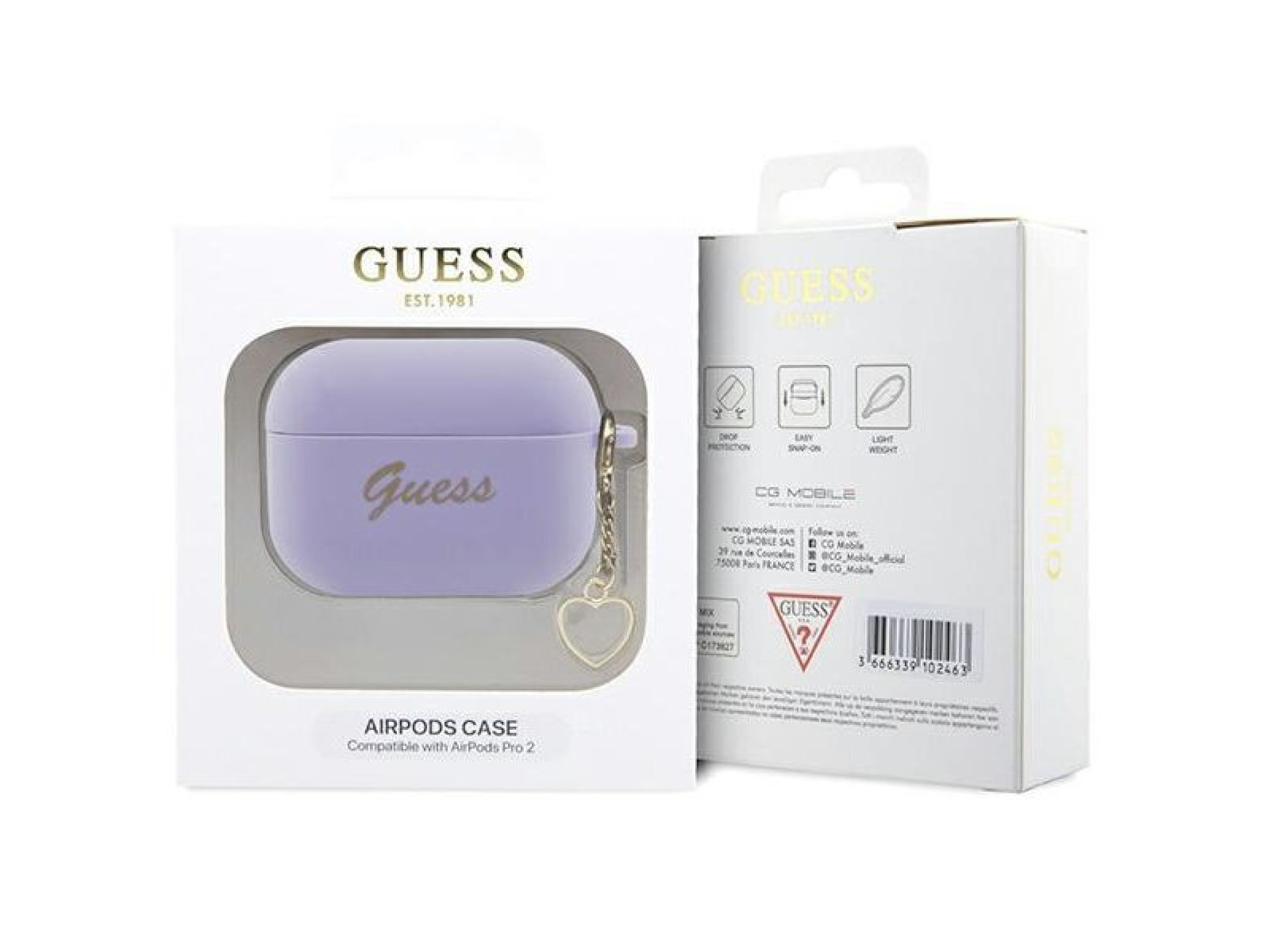 Guess GUAP2LSCHSU AirPods Pro 2 cover purple/purple Silicone Charm Heart Collection