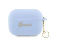 Capa para AirPods Pro 2 Guess GUAP2LSCHSB azul/azul com pingente de coração em silicone Capa para AirPods Pro 2 Guess GUAP2LSCHSB azul/azul com pingente de coração em silicone