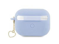 Capa para AirPods Pro 2 Guess GUAP2LSCHSB azul/azul com pingente de coração em silicone Capa para AirPods Pro 2 Guess GUAP2LSCHSB azul/azul com pingente de coração em silicone