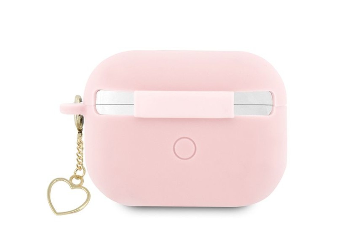 Funda Guess GUAP2LSCHSP para AirPods Pro 2, color rosa/rosa, de silicona, con dije de coraz�n.