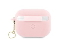 Funda Guess GUAP2LSCHSP para AirPods Pro 2, color rosa/rosa, de silicona, con dije de coraz�n.