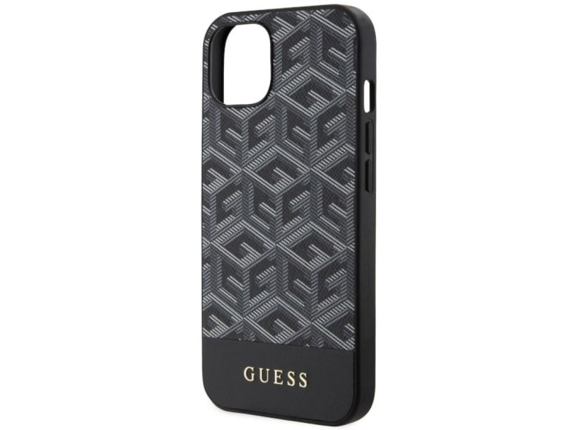 Funda rígida negra Guess GUHMP14MHGCFSEK para iPhone 14 Plus de 6,7" con diseño de rayas GCube y Mag