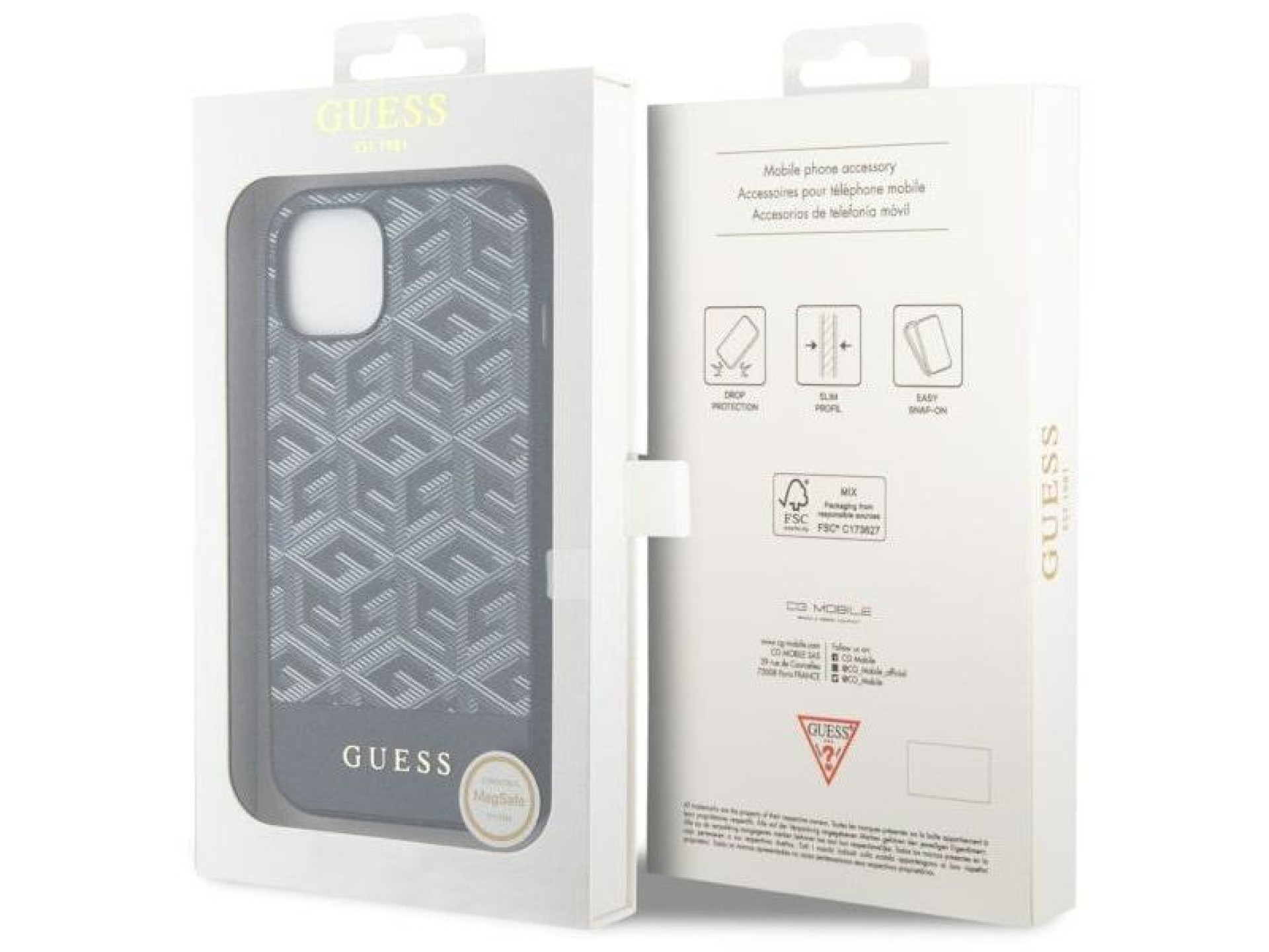 Funda rígida negra Guess GUHMP14MHGCFSEK para iPhone 14 Plus de 6,7