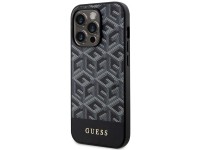 Capa r�gida preta/preta Guess GUHMP14LHGCFSEK para iPhone 14 Pro de 6,1" com listras GCube e MagSafe