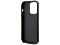 Capa r�gida preta/preta Guess GUHMP14LHGCFSEK para iPhone 14 Pro de 6,1" com listras GCube e MagSafe