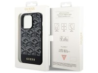 Capa r�gida preta/preta Guess GUHMP14LHGCFSEK para iPhone 14 Pro de 6,1" com listras GCube e MagSafe