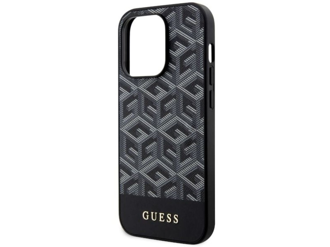 Funda rígida Guess GUHMP14XHGCFSEK para iPhone 14 Pro Max de 6,7" en color negro/negro, con franjas