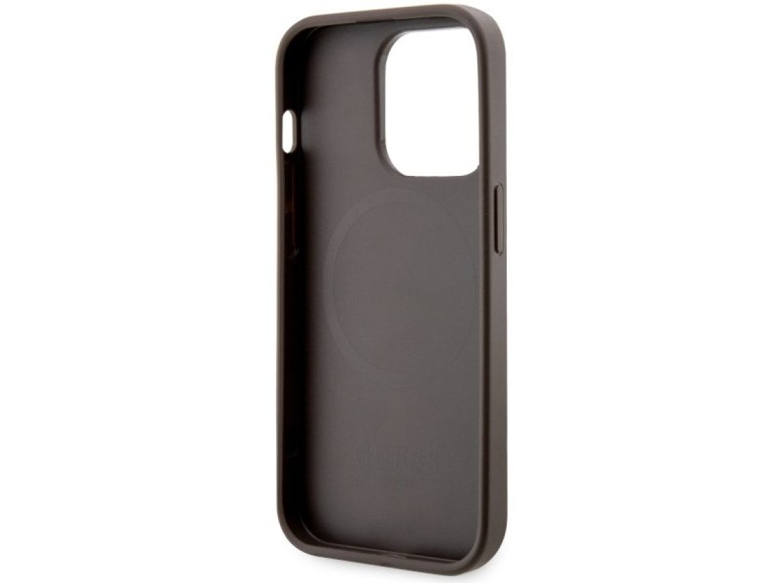 Funda rígida Guess GUHMP14LHGCFSEW para iPhone 14 Pro de 6,1" color marrón/marrón, con franjas GCube