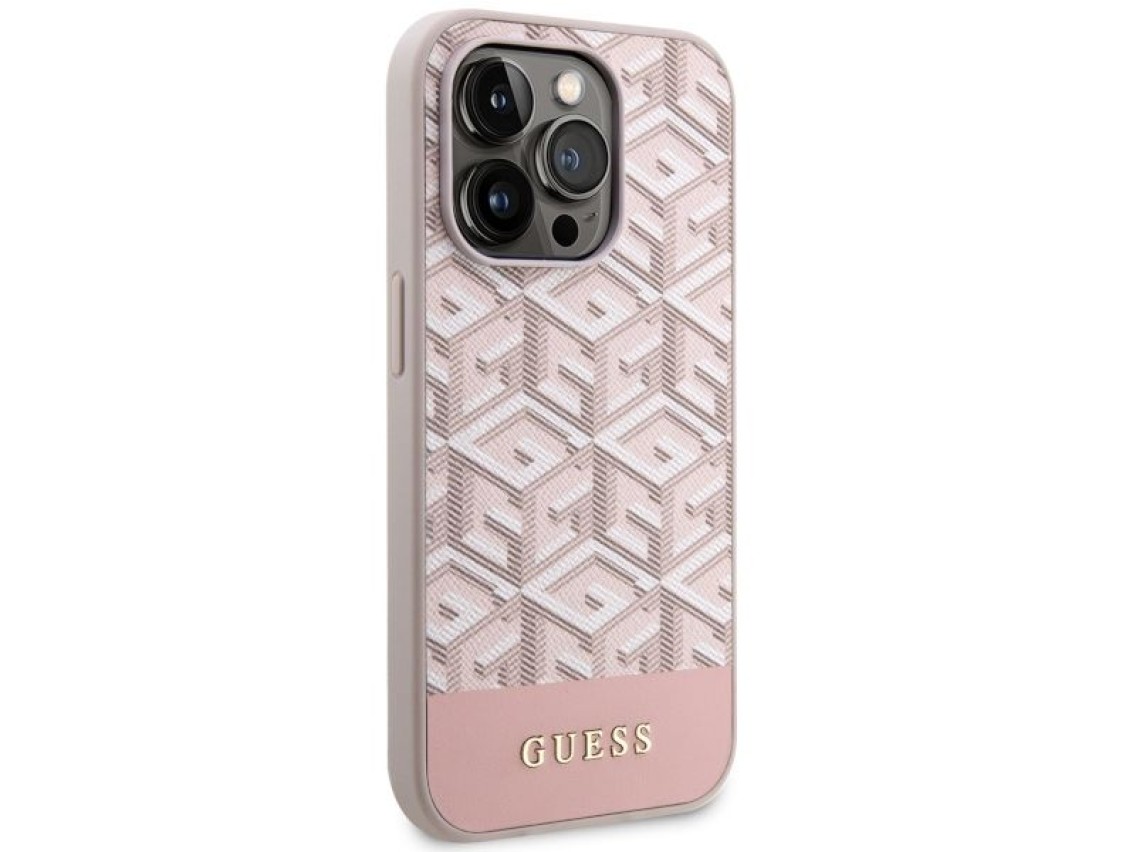 Guess GUHMP14LHGCFSEP iPhone 14 Pro 6.1" pink/pink hard case GCube Stripes MagSafe
