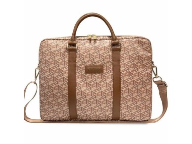 Guess GCube Stripes bag for a 16" laptop - brown Guess GCube Stripes bag for a 16" laptop - brown