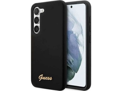 Guess GUHCS23SSLSMK S23 S911 black/black hardcase Silicone Vintage Gold Logo Guess GUHCS23SSLSMK S23 S911 black/black hardcase Silicone Vintage Gold Logo