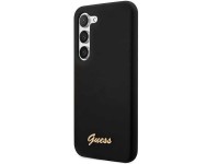 Guess GUHCS23MSLSMK S23+ S916, estuche rígido negro/negro, silicona con logo dorado vintage Guess GUHCS23MSLSMK S23+ S916, estuche rígido negro/negro, silicona con logo dorado vintage