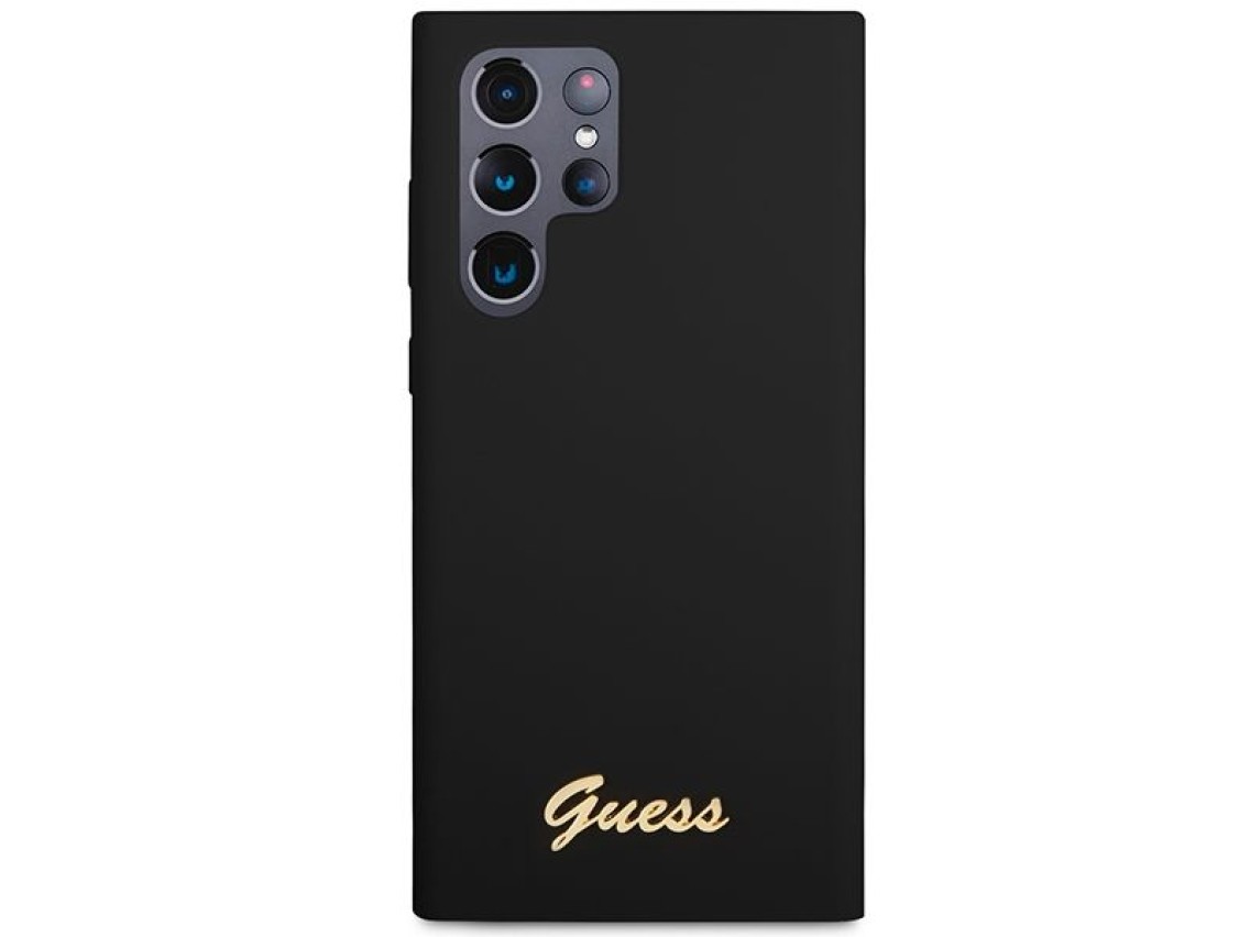 Funda r�gida Guess GUHCS23LSLSMK S23 Ultra S918 negra/negra de silicona con logo dorado vintage