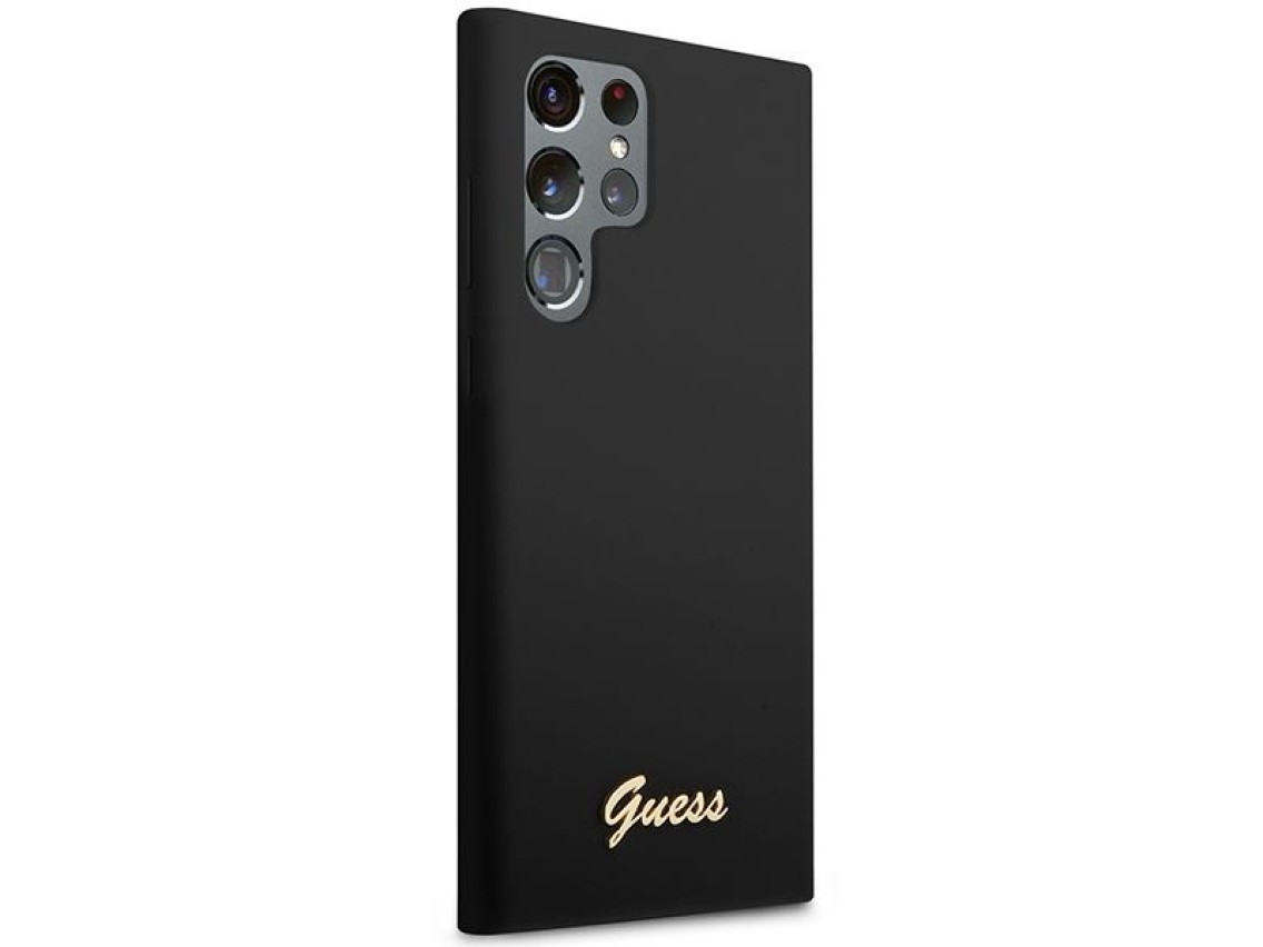 Funda r�gida Guess GUHCS23LSLSMK S23 Ultra S918 negra/negra de silicona con logo dorado vintage