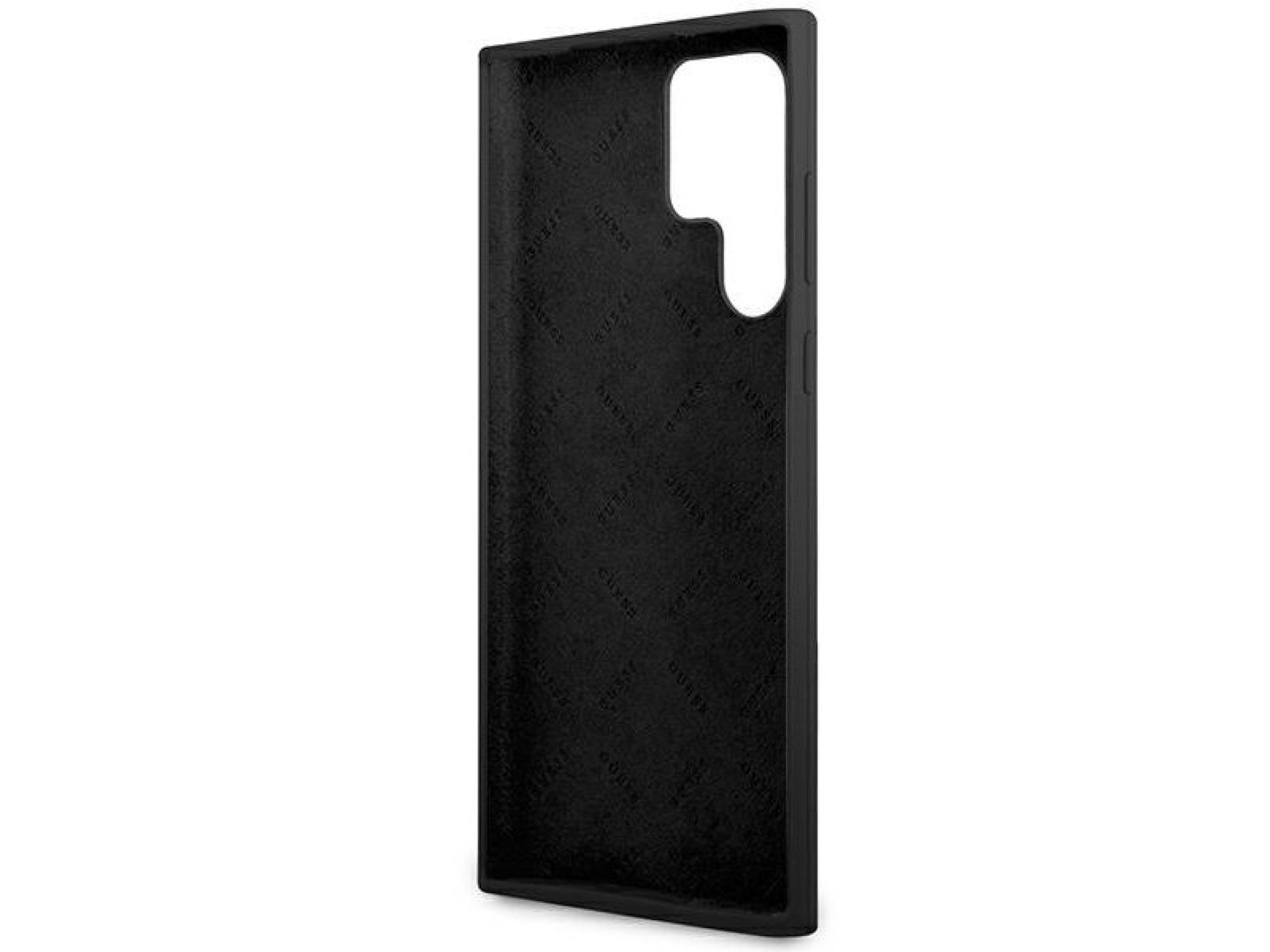 Funda rígida Guess GUHCS23LSLSMK S23 Ultra S918 negra/negra de silicona con logo dorado vintage
