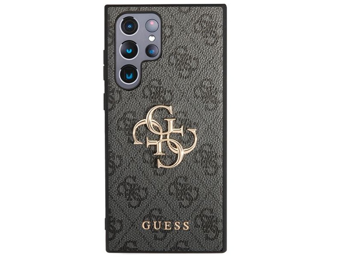 Capa rígida Guess GUHCS23L4GMGGR S23 Ultra S918 cinza/cinza 4G com logotipo grande em metal