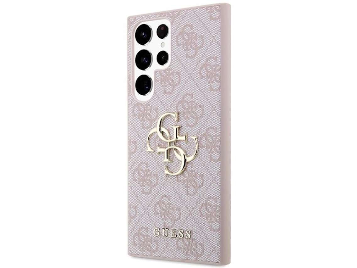Capa rígida rosa/rosa Guess GUHCS23L4GMGPI S23 Ultra S918 4G com logotipo grande em metal