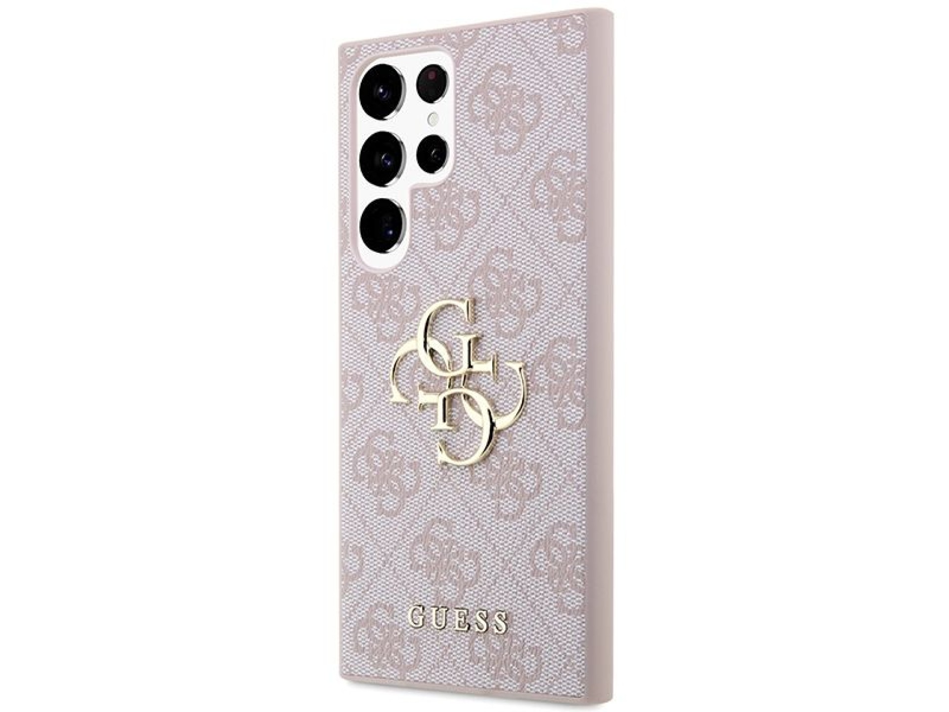 Capa rígida rosa/rosa Guess GUHCS23L4GMGPI S23 Ultra S918 4G com logotipo grande em metal