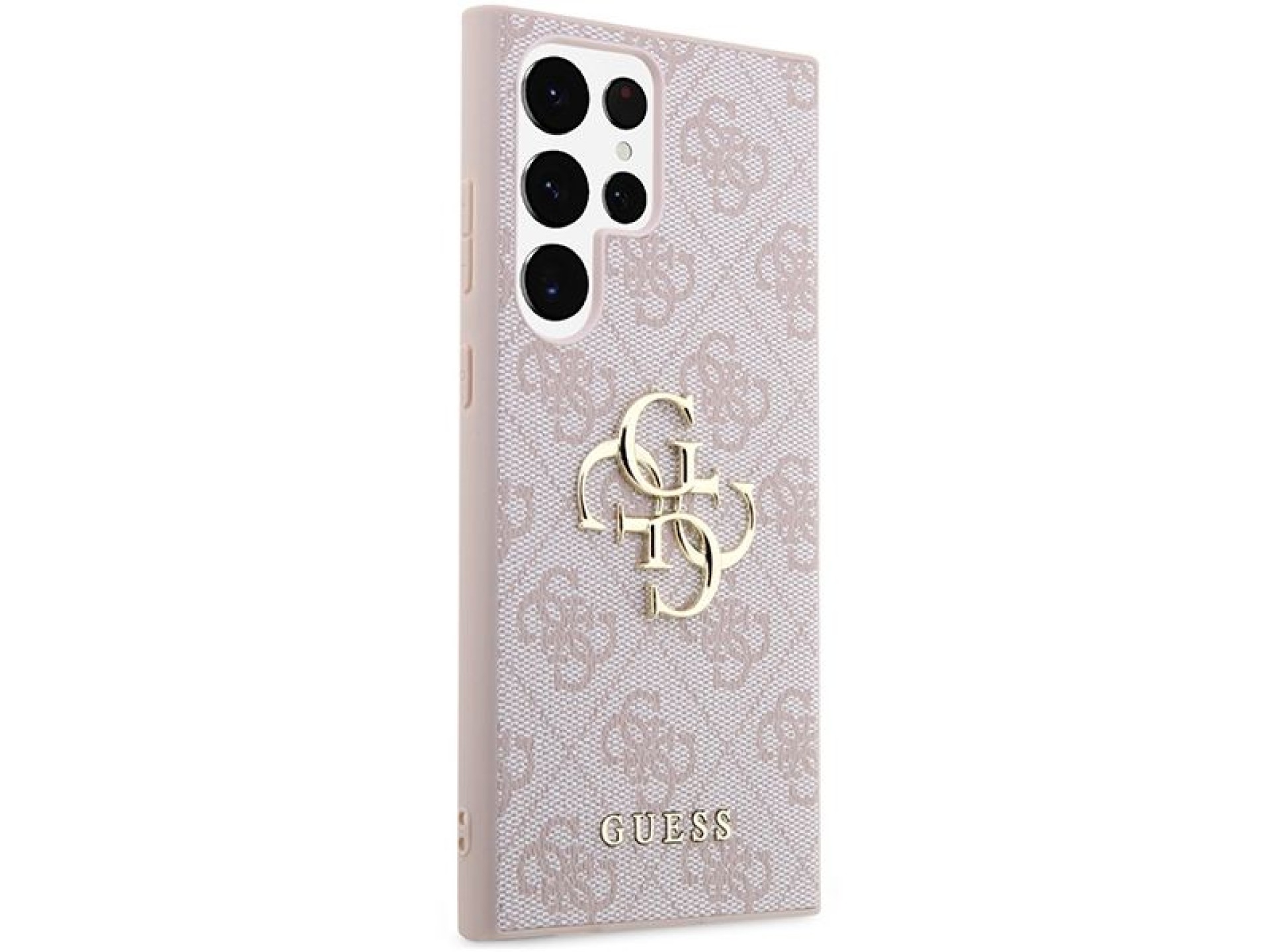 Capa rígida rosa/rosa Guess GUHCS23L4GMGPI S23 Ultra S918 4G com logotipo grande em metal