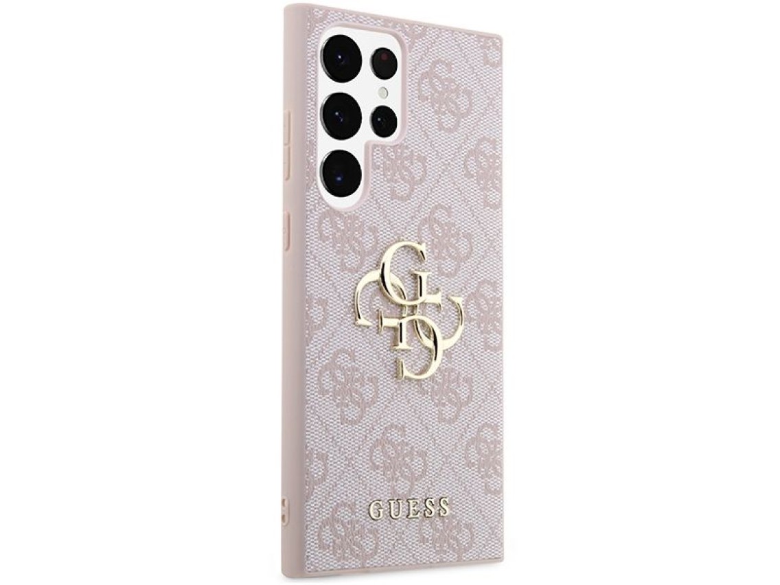 Capa rígida rosa/rosa Guess GUHCS23L4GMGPI S23 Ultra S918 4G com logotipo grande em metal
