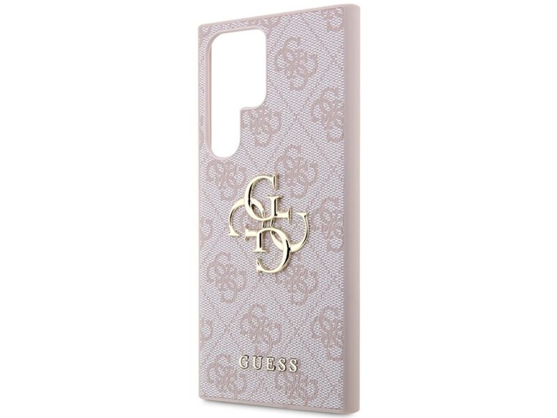Capa rígida rosa/rosa Guess GUHCS23L4GMGPI S23 Ultra S918 4G com logotipo grande em metal