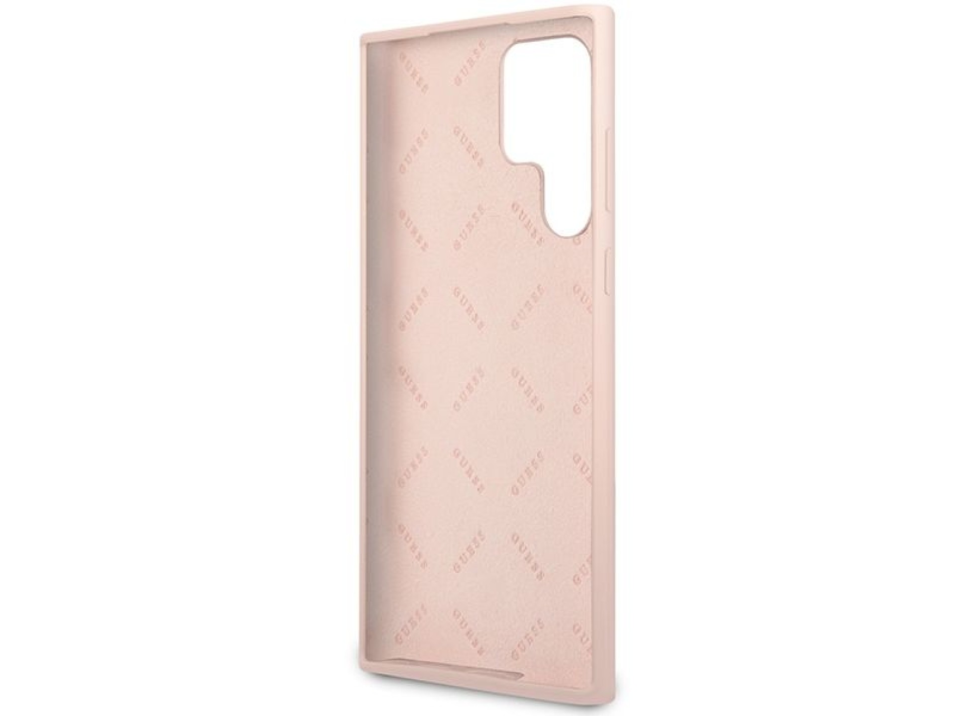 Funda rígida Guess GUHCS23LLSLMGPP S23 Ultra S918 rosa/rosa con logotipo metálico y tipografía Scrip