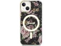 Guess Flower MagSafe case for iPhone 14 - black Guess Flower MagSafe case for iPhone 14 - black