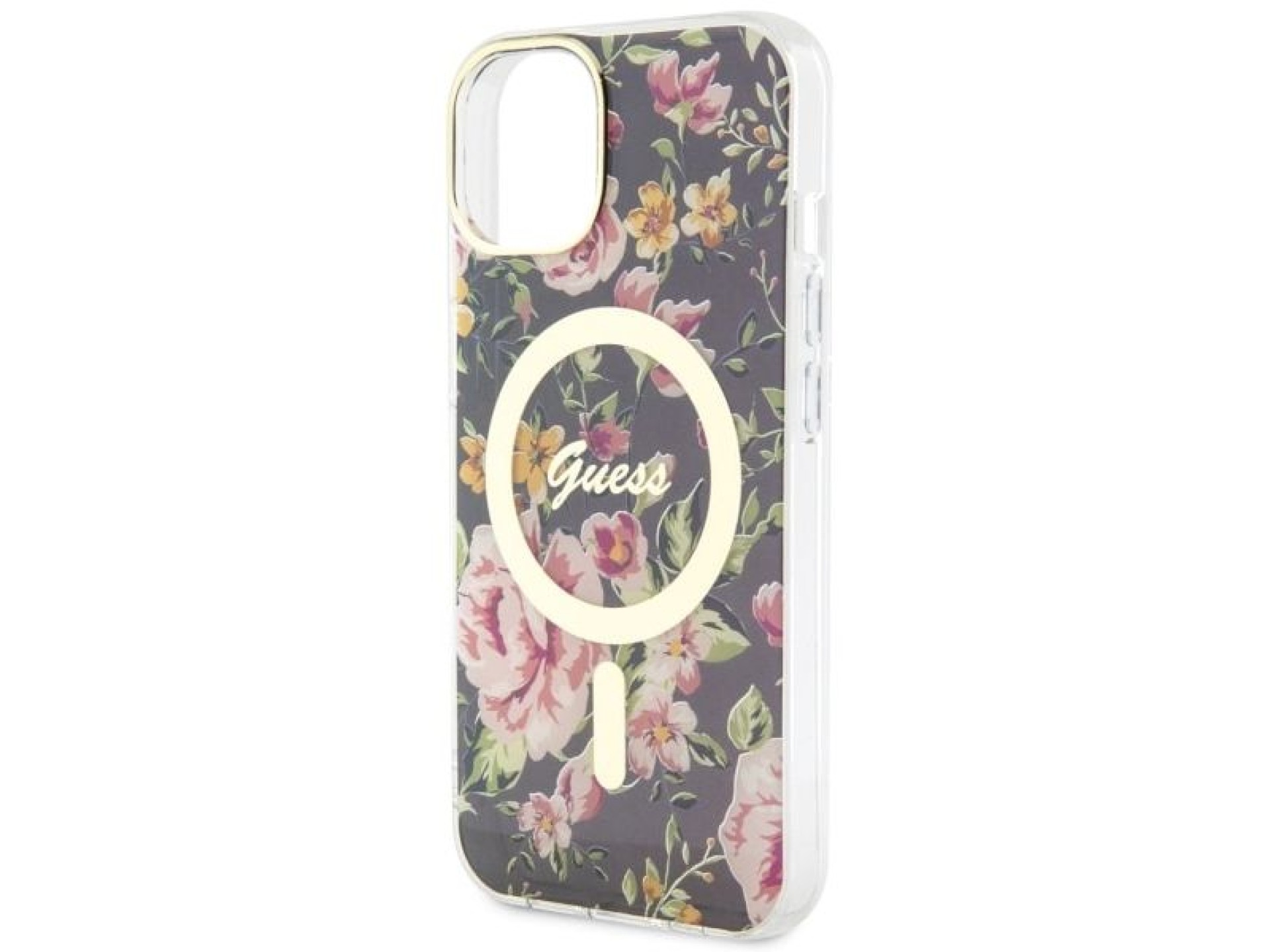 Guess Flower MagSafe case for iPhone 14 - black