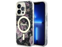 Capa rígida preta/preta com estampa floral e MagSafe Guess GUHMP14LHCFWSK para iPhone 14 Pro de 6,1" Capa rígida preta/preta com estampa floral e MagSafe Guess GUHMP14LHCFWSK para iPhone 14 Pro de 6,1"