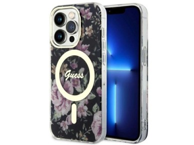 Guess GUHMP14LHCFWSK iPhone 14 Pro 6.1" black/black hardcase Flower MagSafe Guess GUHMP14LHCFWSK iPhone 14 Pro 6.1" black/black hardcase Flower MagSafe