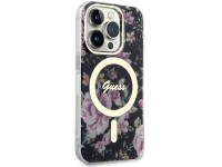 Capa rígida preta/preta com estampa floral e MagSafe Guess GUHMP14LHCFWSK para iPhone 14 Pro de 6,1" Capa rígida preta/preta com estampa floral e MagSafe Guess GUHMP14LHCFWSK para iPhone 14 Pro de 6,1"