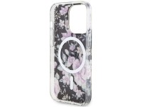 Capa rígida preta/preta com estampa floral e MagSafe Guess GUHMP14LHCFWSK para iPhone 14 Pro de 6,1" Capa rígida preta/preta com estampa floral e MagSafe Guess GUHMP14LHCFWSK para iPhone 14 Pro de 6,1"