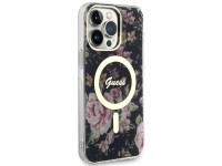 Capa rígida preta/preta Guess GUHMP14XHCFWSK para iPhone 14 Pro Max 6.7" com estampa floral e MagSaf Capa rígida preta/preta Guess GUHMP14XHCFWSK para iPhone 14 Pro Max 6.7" com estampa floral e MagSaf