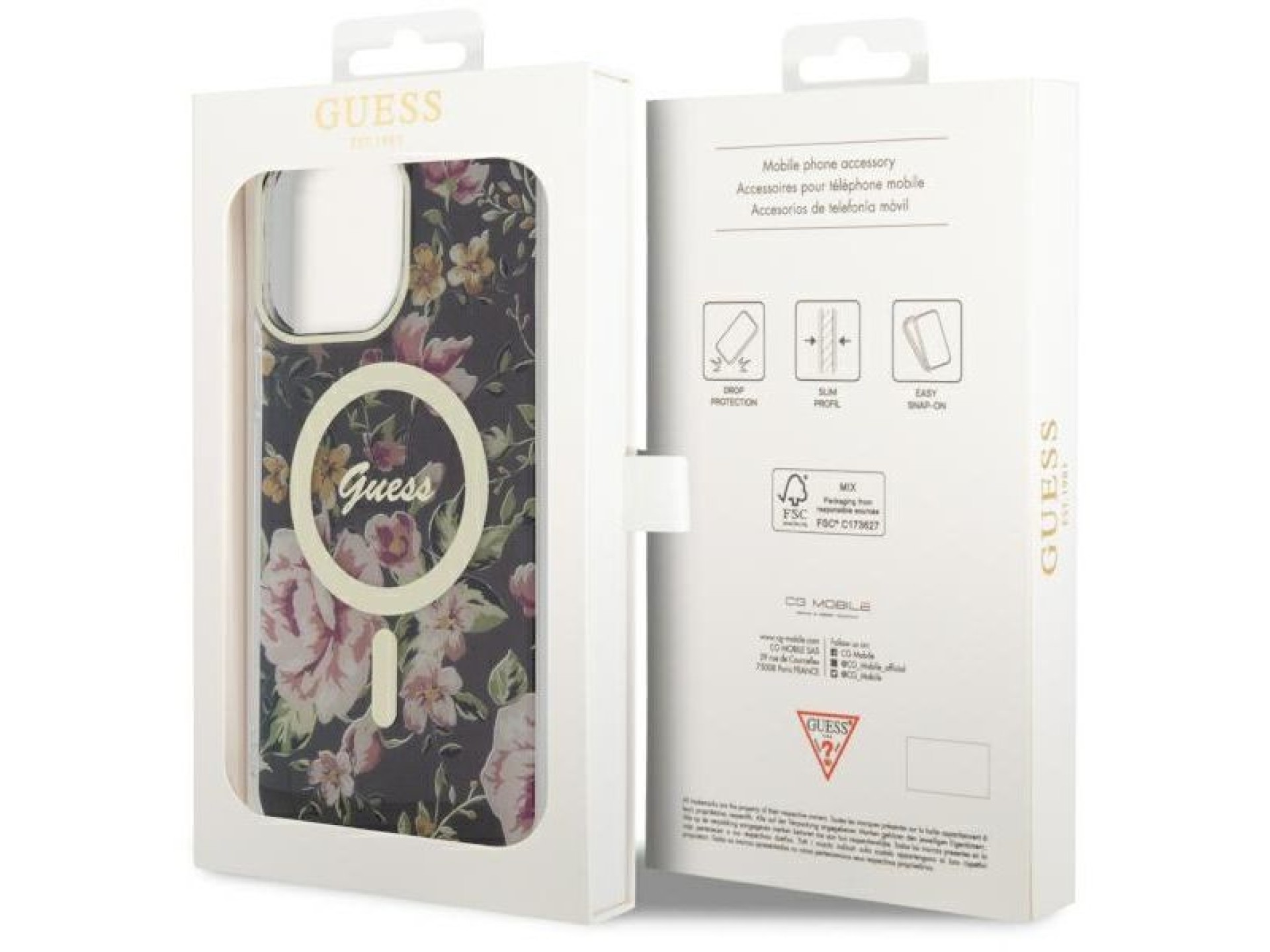 Capa rígida preta/preta Guess GUHMP14XHCFWSK para iPhone 14 Pro Max 6.7