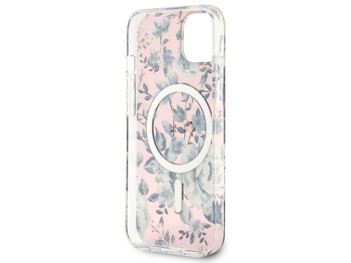 Guess GUHMP14MHCFWSP iPhone 14 Plus 6.7" pink/pink hardcase Flower MagSafe