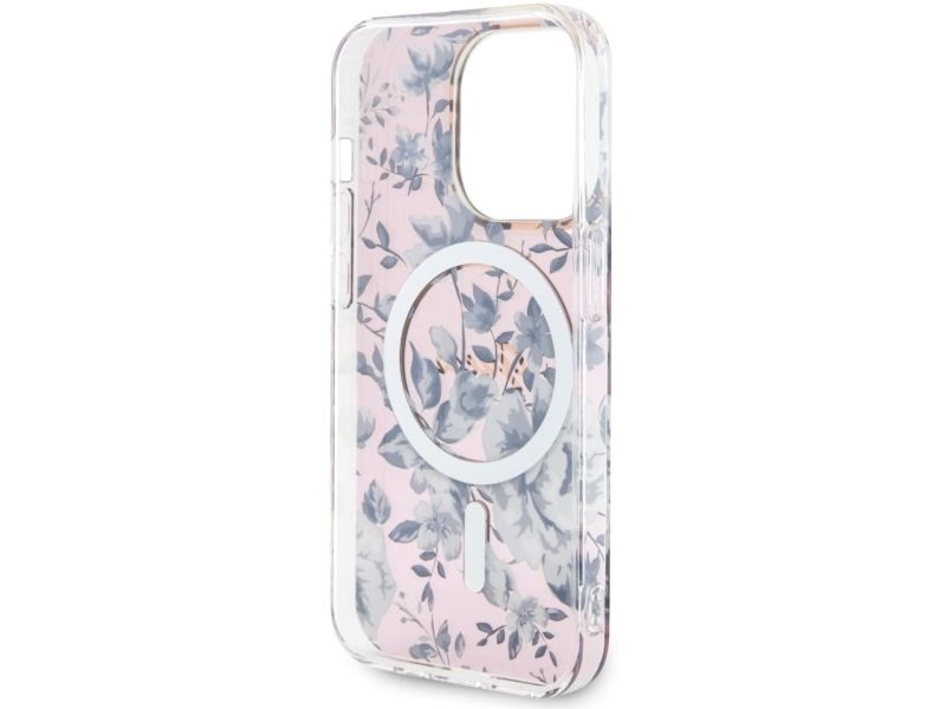 Capa rígida rosa com estampa floral MagSafe Guess GUHMP14LHCFWSP para iPhone 14 Pro de 6,1 polegadas