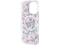 Capa rígida rosa com estampa floral MagSafe Guess GUHMP14LHCFWSP para iPhone 14 Pro de 6,1 polegadas Capa rígida rosa com estampa floral MagSafe Guess GUHMP14LHCFWSP para iPhone 14 Pro de 6,1 polegadas